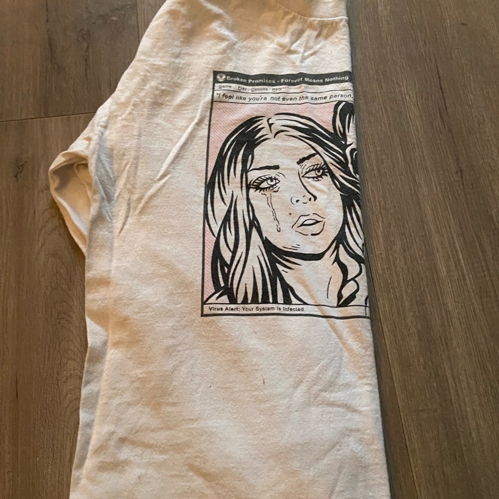 Long sleeve white broken promises t shirt